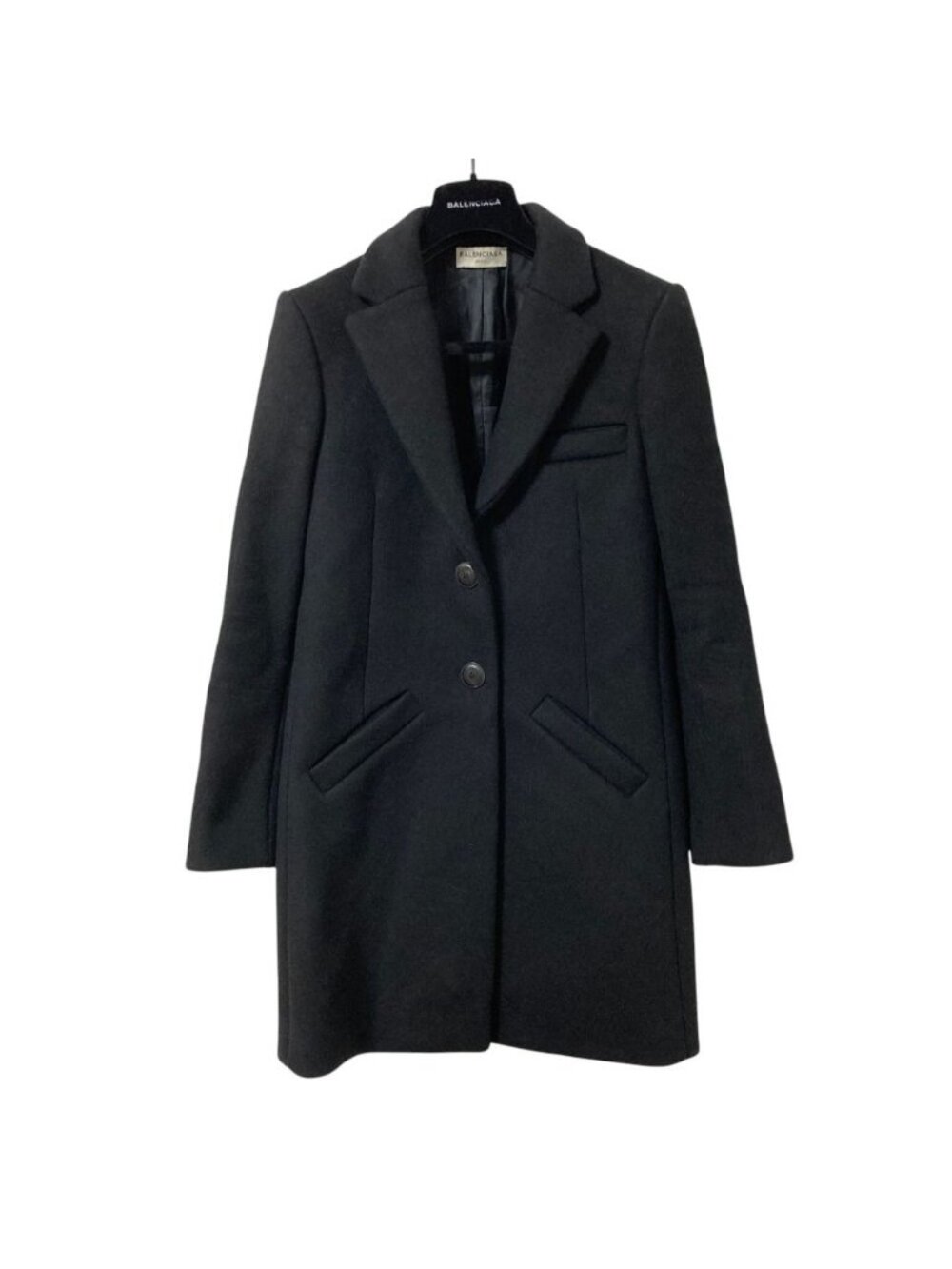 Balenciaga Wool Melton Chesterfield Black Jacket 34
